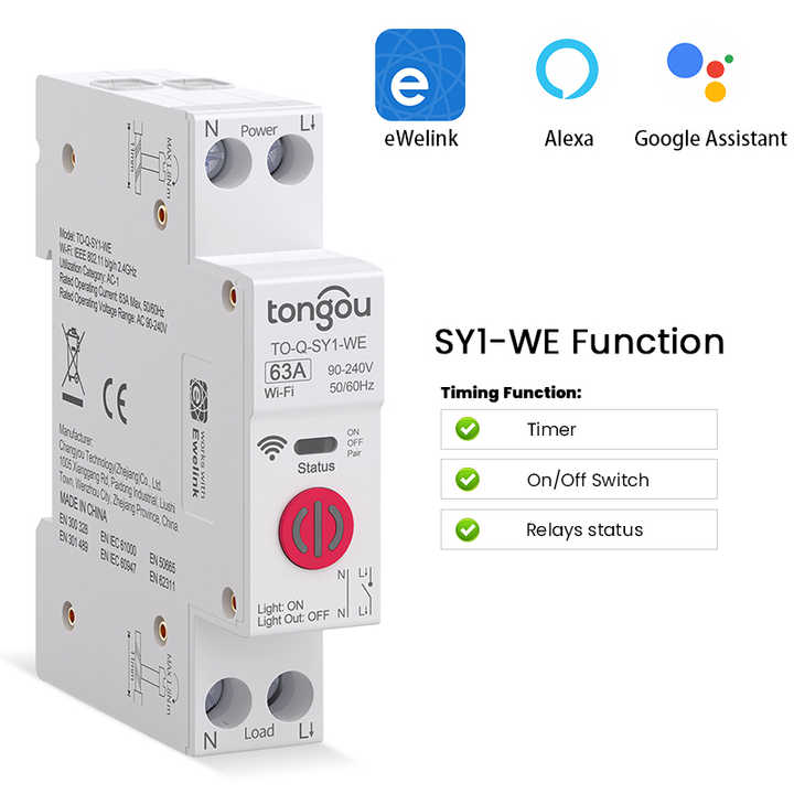 Ewelink Smart Switches Automation Home Power Switch 1P 1 to 63A Mini Din Rail Switch Smart Circuit Breaker Ewelink Wifi