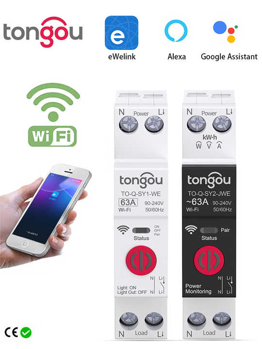 Ewelink Smart Switches Automation Home Power Switch 1P 1 to 63A Mini Din Rail Switch Smart Circuit Breaker Ewelink Wifi