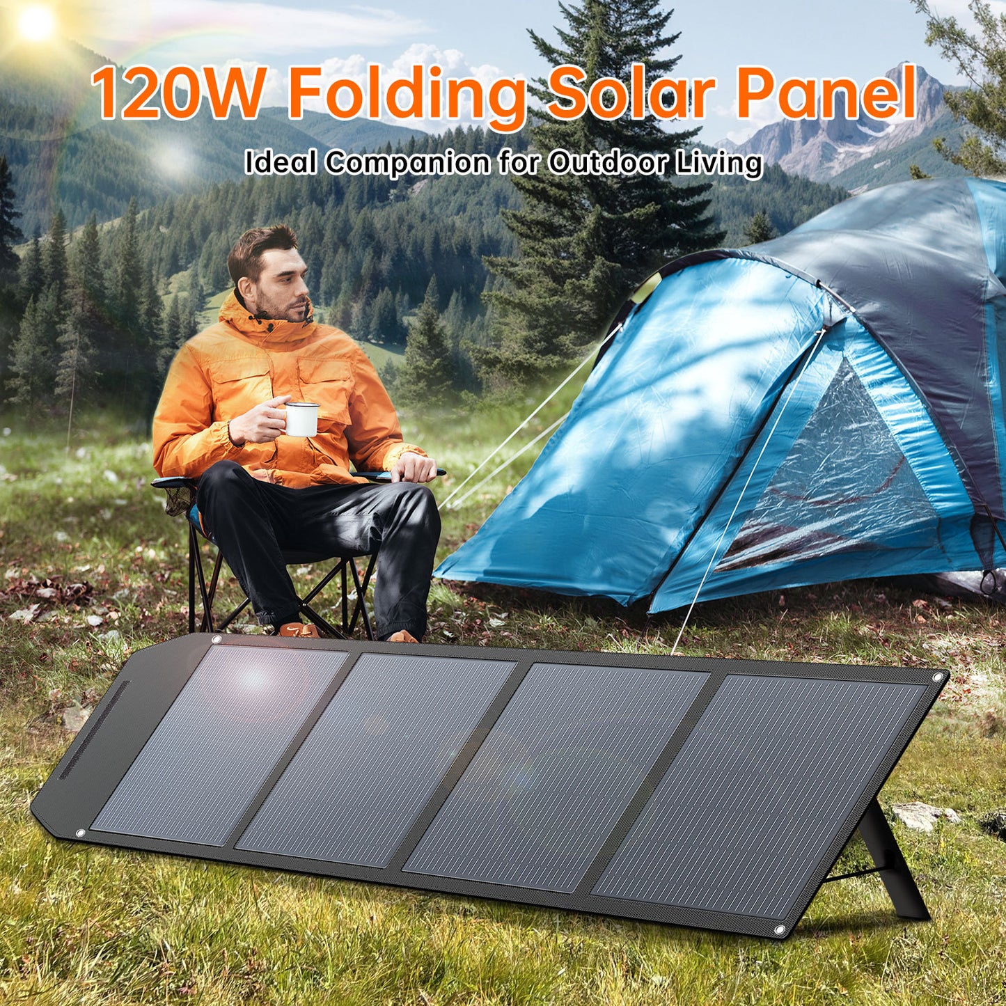 120W solar energy folding bag single-crystal solar panel