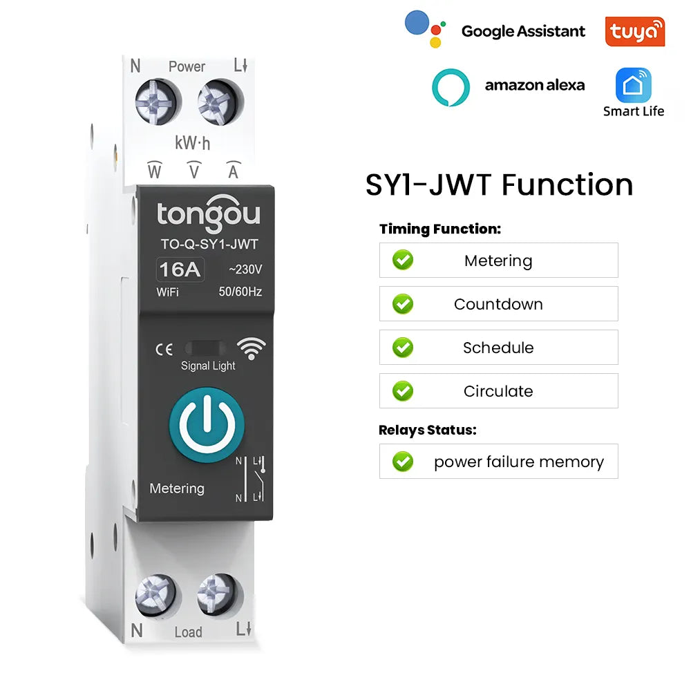 TONGOU SY Smart Switch Series Smart Miniature Circuit Breaker Tuya Ewelink Alexa Google Assistant Control MCB Type 220V 50A 63A