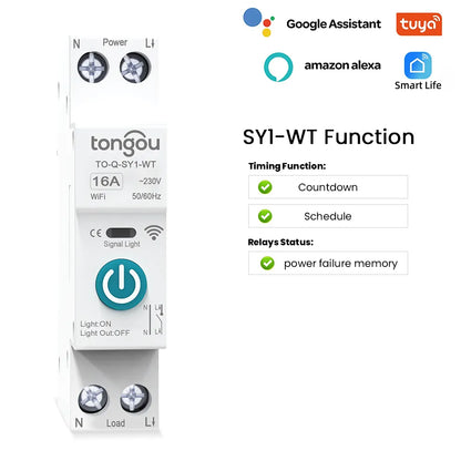 TONGOU SY Smart Switch Series Smart Miniature Circuit Breaker Tuya Ewelink Alexa Google Assistant Control MCB Type 220V 50A 63A