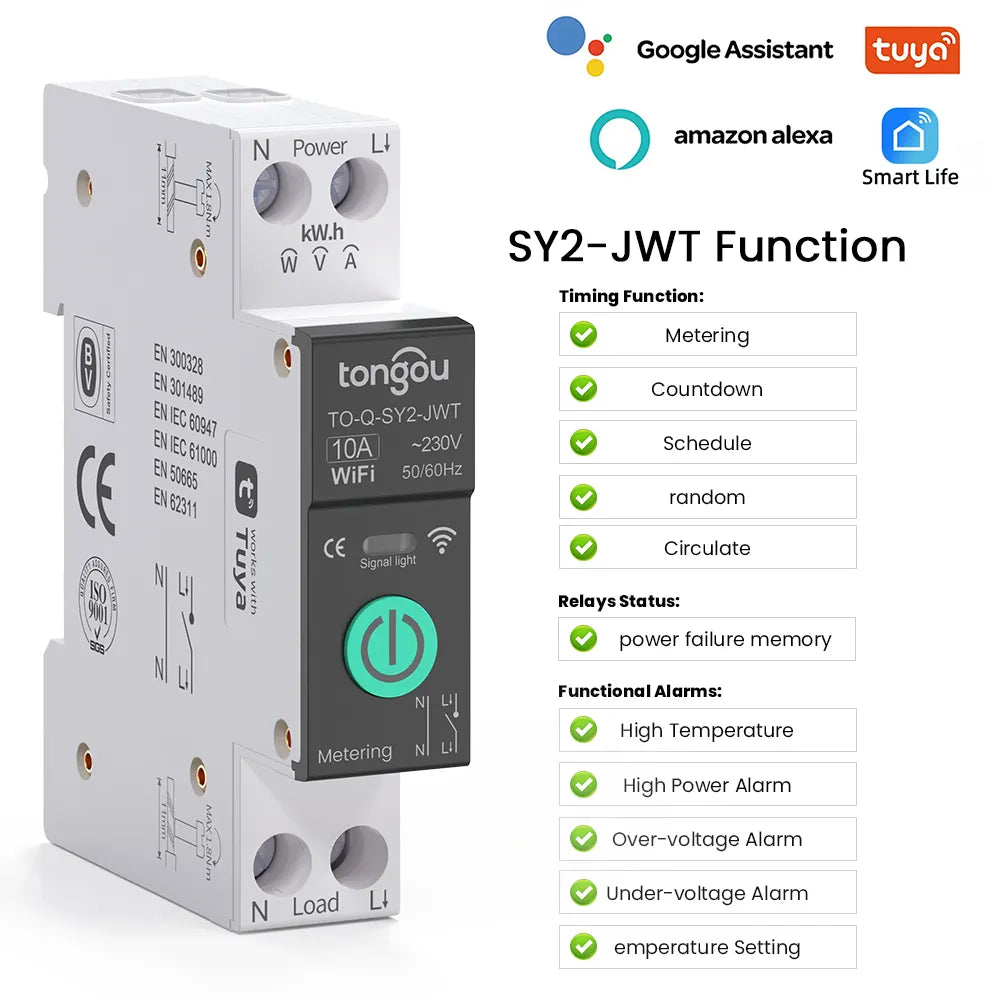 TONGOU SY Smart Switch Series Smart Miniature Circuit Breaker Tuya Ewelink Alexa Google Assistant Control MCB Type 220V 50A 63A
