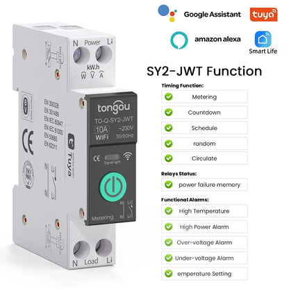 TONGOU SY Smart Switch Series Smart Miniature Circuit Breaker Tuya Ewelink Alexa Google Assistant Control MCB Type 220V 50A 63A
