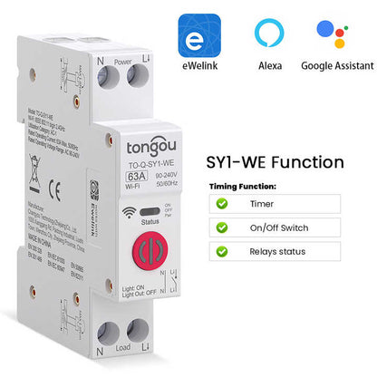 Ewelink Smart Switches Automation Home Power Switch 1P 1 to 63A Mini Din Rail Switch Smart Circuit Breaker Ewelink Wifi
