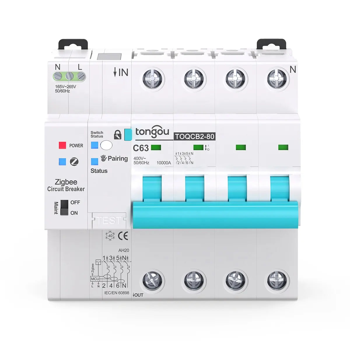 API TO-QCB2 TUYA 4P Zigbee MCB Metering Circuit Breaker Smart Timer Automatic Wireless Interrupter Re-closing Switch