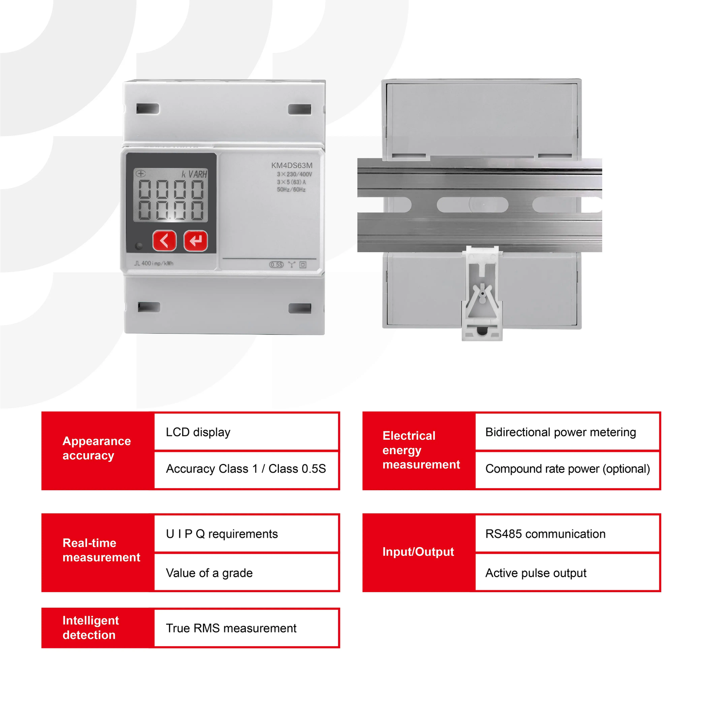 High-quality three-phase wireless control smart electricity meter 3P, AC 230V digital LCD display building kwh electricity meter
