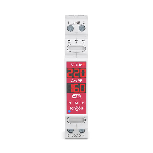 TOVMT Dual-disconnect Smart Wi-Fi Circuit Breaker Smart Switch L-L/L-N 16A 2 Poles for Tuya Smart Life Home Application