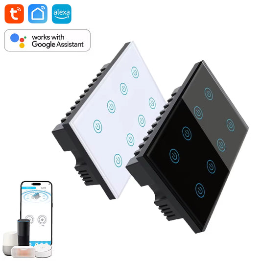 Smart Life Tuya WiFi Remote Control Smart Touch Switch 8 Gang Tuya Smart Life Touch Panel