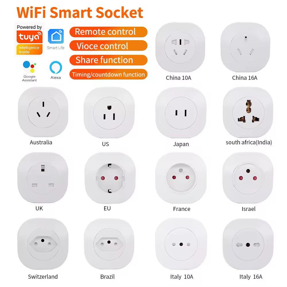 Alexa-Supported Smart Home WiFi Smart Plug Socket ip34